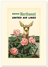 United Air Lines: Pacific Northwest - Premium Vintage Collectible Blank Greeting Card