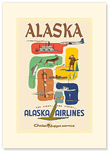 Alaska Airlines: Alaska - Golden Nugget Service - Premium Vintage Collectible Blank Greeting Card