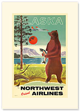 Alaska Northwest Orient Airlines - Premium Vintage Collectible Blank Greeting Card