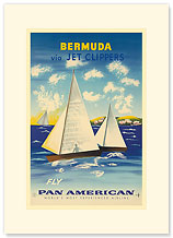 Pan Am, Bermuda Sailboats via Jet Clippers - Premium Vintage Collectible Blank Greeting Card