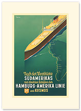 Hamburg America Line: HAPAG Nach der Westkuste Sudamerikas - Premium Vintage Collectible Blank Greeting Card