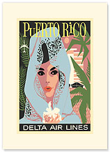 Delta Air Lines: Puerto Rico - Premium Vintage Collectible Blank Greeting Card