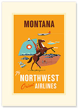 Fly Northwest Orient Airlines: Montana - Premium Vintage Collectible Blank Greeting Card