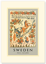 Dalarna, Sweden, Land of Folklore - Premium Vintage Collectible Blank Greeting Card