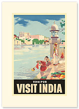 Lake Udaipur: Visit India - Premium Vintage Collectible Blank Greeting Card