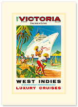 Victoria Incres Line: West Indies - Luxury Cruises - Premium Vintage Collectible Blank Greeting Card