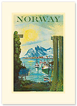 Norway: Fishing Village - Premium Vintage Collectible Blank Greeting Card