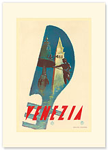 Venezia - Venice Gondolier, Italy - Premium Vintage Collectible Blank Greeting Card