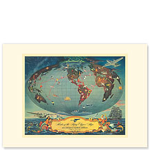 Pan Am, Routes of the Flying Clipper - Premium Vintage Collectible Blank Greeting Card