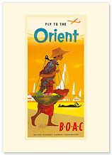 BOAC, Fly to the Orient - Premium Vintage Collectible Blank Greeting Card