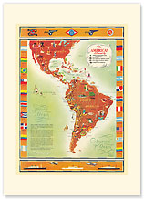 The Americas Served by, Pan American Air - Premium Vintage Collectible Blank Greeting Card