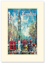 Delta Air Lines - London Big Ben - Premium Vintage Collectible Blank Greeting Card