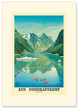 HAPAG Cruise Line, Nordkapfahrt, North Cape and Norwegian Fjords - Premium Vintage Collectible Blank Greeting Card