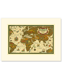 Aviation World Map - Premium Vintage Collectible Blank Greeting Card