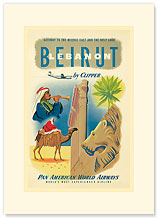 Pan American: Beirut - Lebanon by Clipper - Premium Vintage Collectible Blank Greeting Card