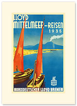 Lloyd Mittelmeer-Reisen - Premium Vintage Collectible Blank Greeting Card