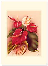 Red & White Anthuriums - Personalized Vintage Collectible Greeting Card