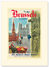 Pan Am Brussels by Clipper - Premium Vintage Collectible Blank Greeting Card