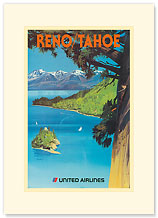 United Airlines Reno/Tahoe - Lake and Mountains - Premium Vintage Collectible Blank Greeting Card