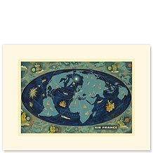 Aviation World Map Planisphere - Premium Vintage Collectible Blank Greeting Card