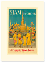 Pan American, Siam Buddhist Monks - Premium Vintage Collectible Blank Greeting Card