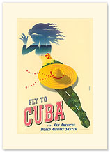 Pan Am Fly to Cuba - Holiday Isles of the Tropic - Premium Vintage Collectible Blank Greeting Card