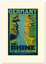 The Rhine, Germany - German Railroads Poster - Premium Vintage Collectible Blank Greeting Card