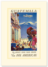 Guatemala via Pan Am - Is Only One Day Away - Premium Vintage Collectible Blank Greeting Card