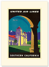 United Airlines - Southern California Mission - Premium Vintage Collectible Blank Greeting Card