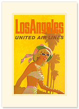 Los Angeles United Airlines - Premium Vintage Collectible Blank Greeting Card