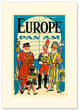 Europe Pan Am, Beefeater Guards - Premium Vintage Collectible Blank Greeting Card