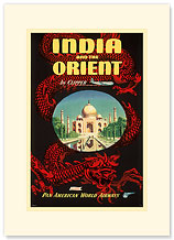 Pan American India and the Orient - Taj Mahal - Premium Vintage Collectible Blank Greeting Card