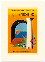 Pan American Marseilles - Gateway to the Riviera - Premium Vintage Collectible Blank Greeting Card