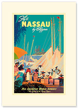 Pan American Nassau Bahamas by Clipper - Premium Vintage Collectible Blank Greeting Card