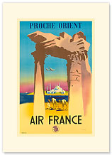 Aviation Proche Orient - Near East Camels - Premium Vintage Collectible Blank Greeting Card