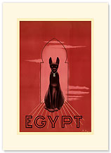 Egypt Black Cat - Premium Vintage Collectible Blank Greeting Card