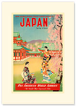 Pan Am Japan, Spring in Kyoto - Geishas - Premium Vintage Collectible Blank Greeting Card