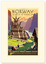 Norway Pan Am, Land of the Midnight Sun - Premium Vintage Collectible Blank Greeting Card