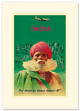 India Pan Am - Premium Vintage Collectible Blank Greeting Card