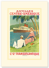 Antilles Centre Amerique - Central America Cruise Ship - Premium Vintage Collectible Blank Greeting Card