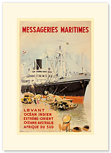 Messageries Maritime - Premium Vintage Collectible Blank Greeting Card