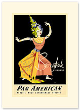 Pan Am Bangkok - Thai Dancer Thailand - Premium Vintage Collectible Blank Greeting Card