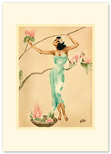 Magnolia - Hawaiian Premium Vintage Collectible Greeting Card - Mahalo / Thank You Card