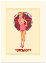 The Western Air Force Wants You - Pin Up Girl - Western Airlines - Premium Vintage Collectible Blank Greeting Card