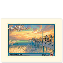 Visit Huntington Beach - Premium Vintage Collectible Blank Greeting Card