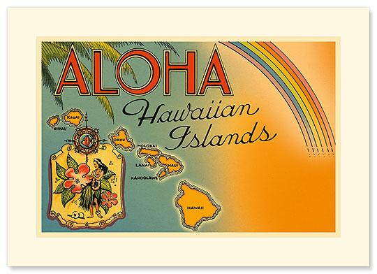 Aloha Hawaiian Islands - Personalized Vintage Collectible Greeting Card