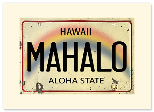 Mahalo License Plate - Personalized Vintage Collectible Greeting Card