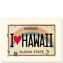 I Heart Hawaii License Plate - Hawaiian Premium Vintage Collectible Blank Greeting Card