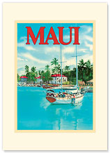Maui Lahaina Harbor - Hawaiian Premium Vintage Collectible Blank Greeting Card