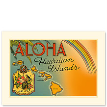 Aloha Hawaiian Islands - Personalized Vintage Collectible Greeting Card